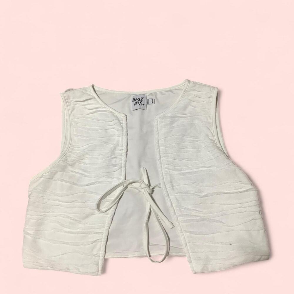 Princess Polly White Cropped Vest with tie detail size large